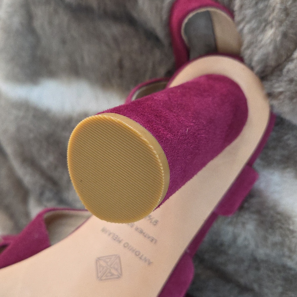 Antonio Melanie NWT Heeled Sandal Sling Back Magenta Suede Leather 9.5 M - Picture 9 of 16